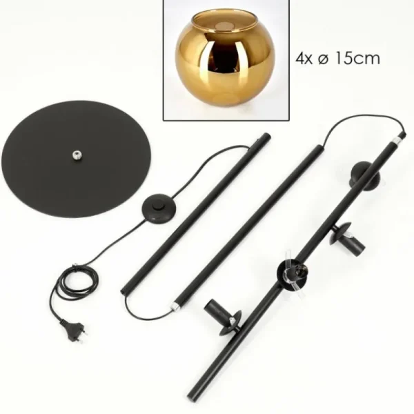 hofstein Koyoto Lampadaire 31 cm Or, 4 lumières* Lampes En Verre