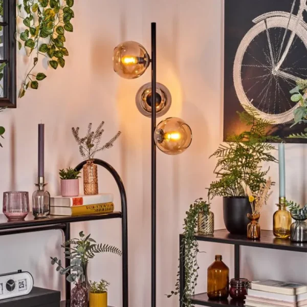 hofstein Koyoto Lampadaire Ambre, Chrome, Fumé, 3 lumières* Lampes Modernes