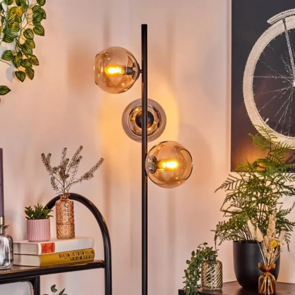 hofstein Koyoto Lampadaire Ambre, Chrome, Fumé, 3 lumières* Lampes Modernes
