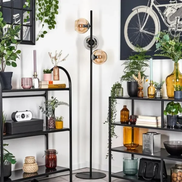 hofstein Koyoto Lampadaire Ambre, Chrome, Fumé, 3 lumières* Lampes Modernes