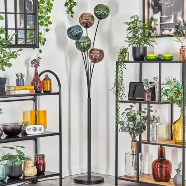 hofstein Koyoto Lampadaire Bleu, Vert, Cuivré, 5 lumières* Lampes Modernes