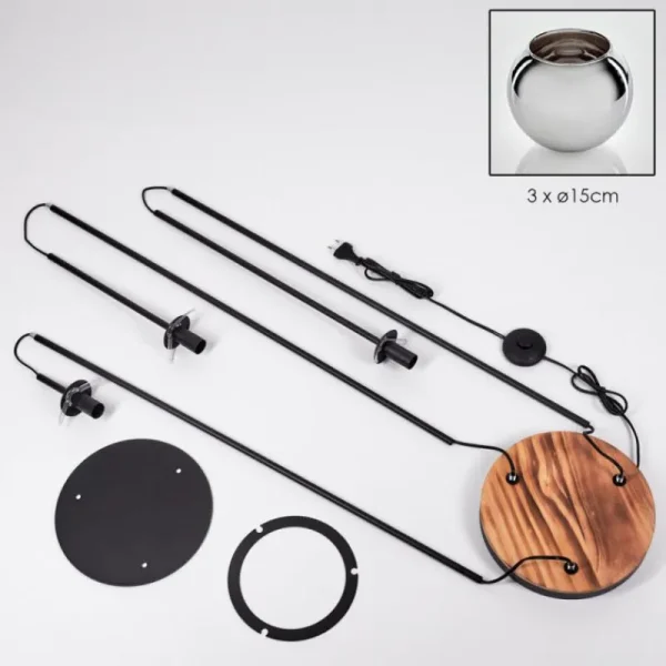 hofstein Koyoto Lampadaire Bois clair, Noir, 3 lumières* Lampes Modernes