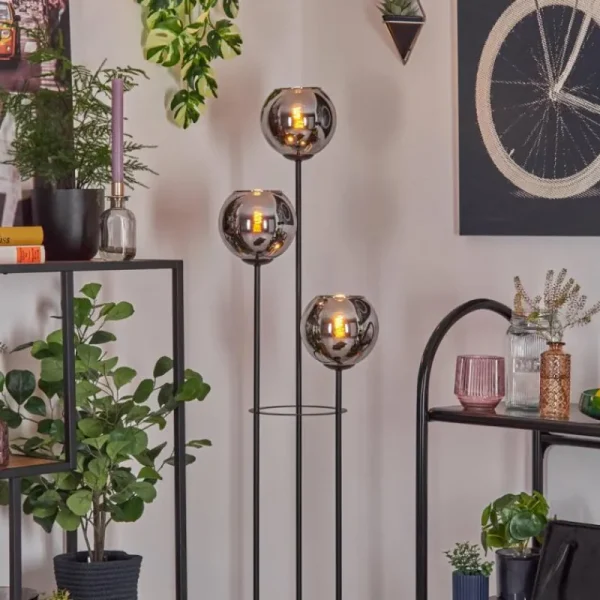 hofstein Koyoto Lampadaire Bois clair, Noir, 3 lumières* Lampes Modernes