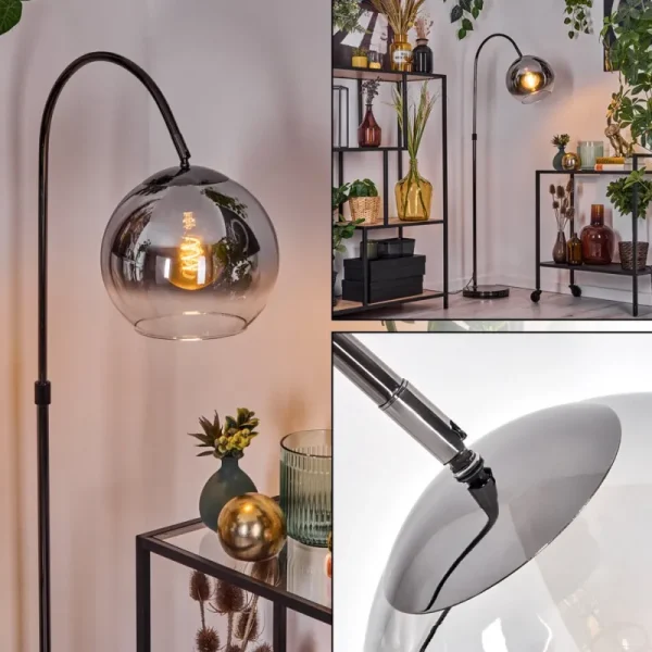 hofstein Koyoto Lampadaire Chrome, Noir, 1 lumière* Lampes Modernes