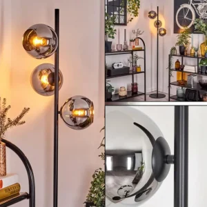 hofstein Koyoto Lampadaire Chrome, Fumé, 3 lumières* Lampes Modernes
