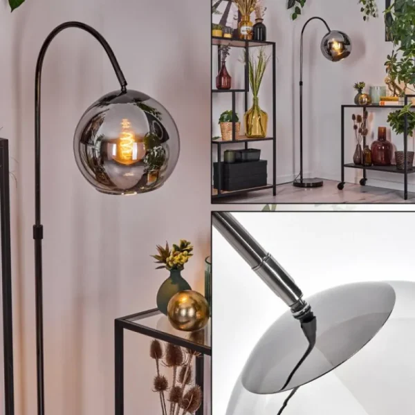 hofstein Koyoto Lampadaire Chrome, Noir, 1 lumière* Lampes Modernes