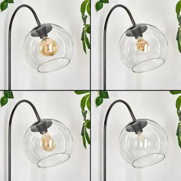 hofstein Koyoto Lampadaire Chrome, Noir, 1 lumière* Lampes En Verre