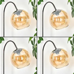 hofstein Koyoto Lampadaire Chrome, Noir, 1 lumière* Lampes En Verre