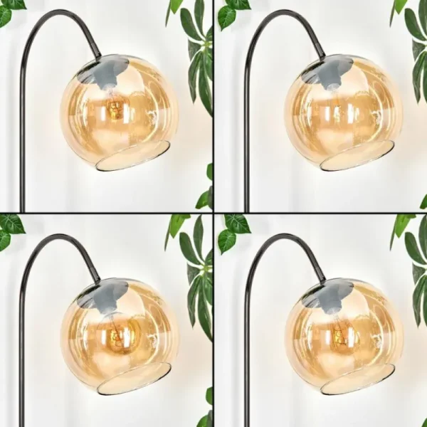 hofstein Koyoto Lampadaire Chrome, Noir, 1 lumière* Lampes En Verre