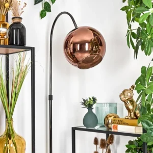hofstein Koyoto Lampadaire Chrome, Noir, 1 lumière* Lampes En Verre