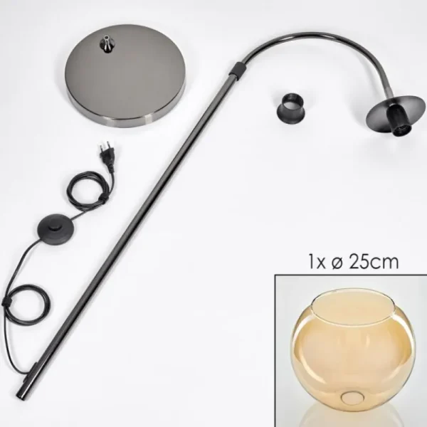 hofstein Koyoto Lampadaire Chrome, Noir, 1 lumière* Lampes En Verre