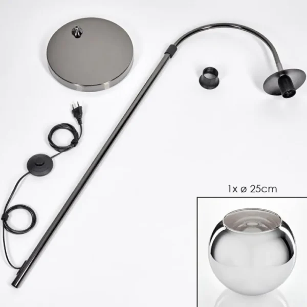 hofstein Koyoto Lampadaire Chrome, Noir, 1 lumière* Lampes Modernes