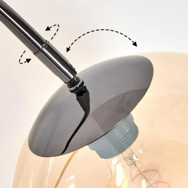 hofstein Koyoto Lampadaire Chrome, Noir, 1 lumière* Lampes En Verre