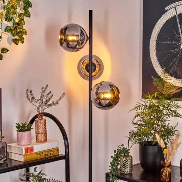 hofstein Koyoto Lampadaire Chrome, Fumé, 3 lumières* Lampes Modernes