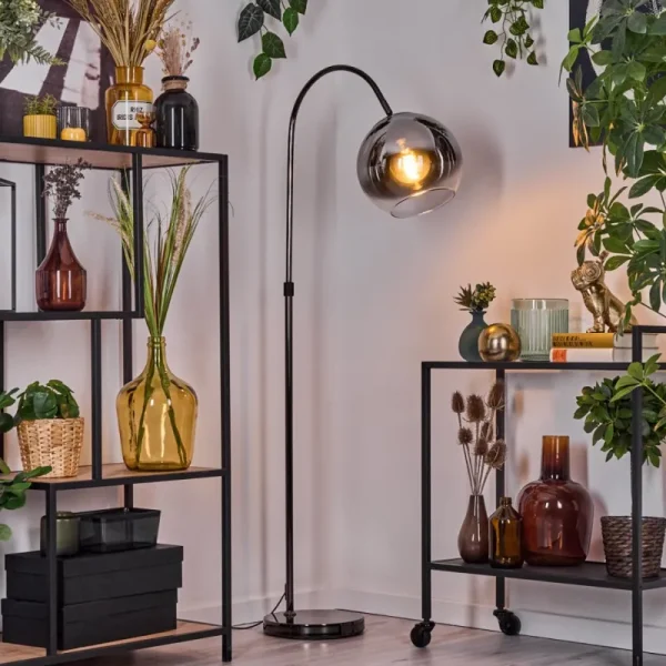 hofstein Koyoto Lampadaire Chrome, Noir, 1 lumière* Lampes Modernes