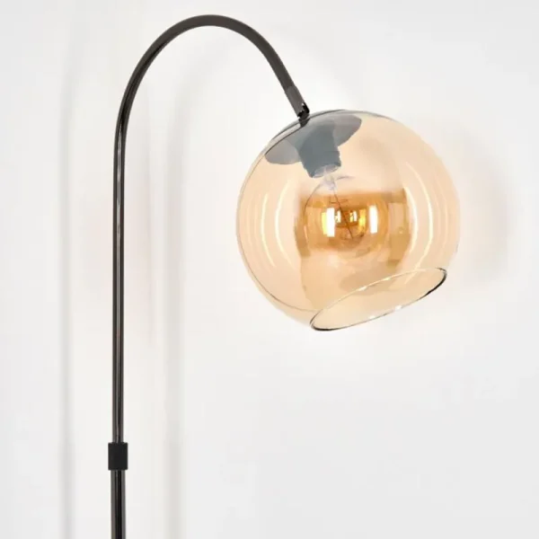 hofstein Koyoto Lampadaire Chrome, Noir, 1 lumière* Lampes En Verre