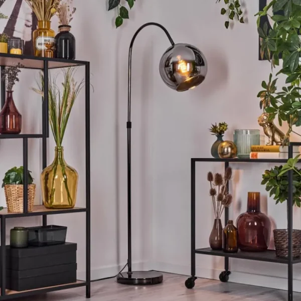 hofstein Koyoto Lampadaire Chrome, Noir, 1 lumière* Lampes Modernes