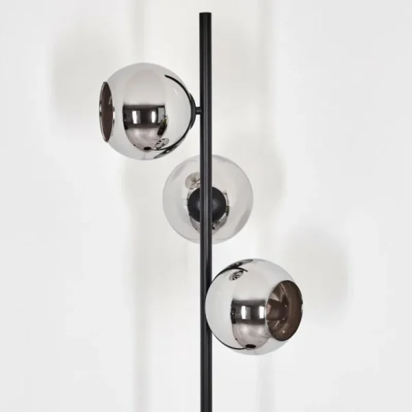 hofstein Koyoto Lampadaire Chrome, Fumé, 3 lumières* Lampes Modernes