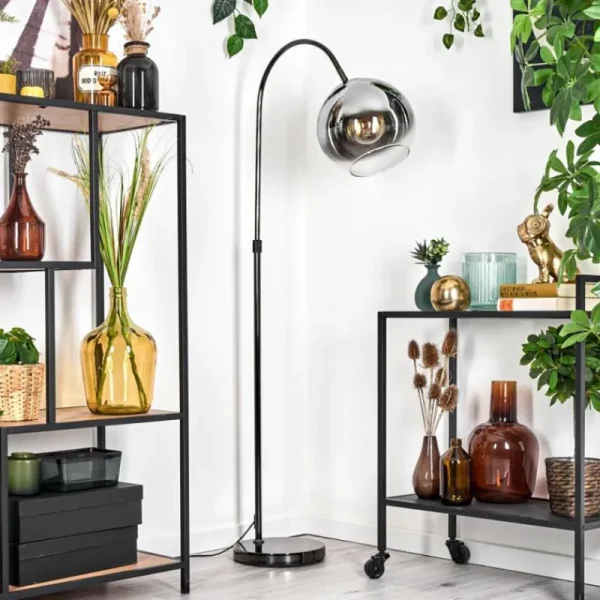 hofstein Koyoto Lampadaire Chrome, Noir, 1 lumière* Lampes Modernes