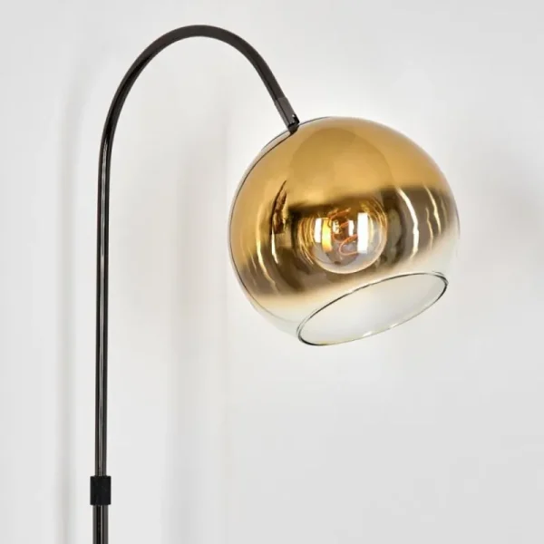hofstein Koyoto Lampadaire Chrome, Noir, 1 lumière* Lampes En Verre