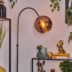 hofstein Koyoto Lampadaire Chrome, Noir, 1 lumière* Lampes En Verre