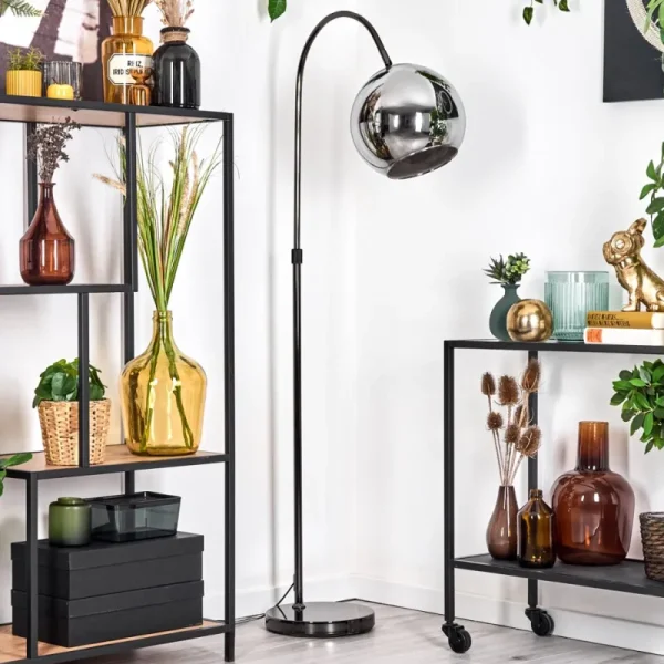 hofstein Koyoto Lampadaire Chrome, Noir, 1 lumière* Lampes Modernes
