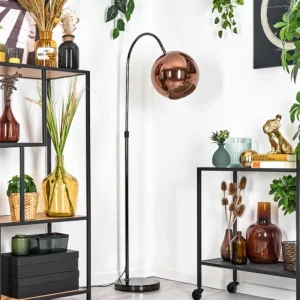 hofstein Koyoto Lampadaire Chrome, Noir, 1 lumière* Lampes En Verre