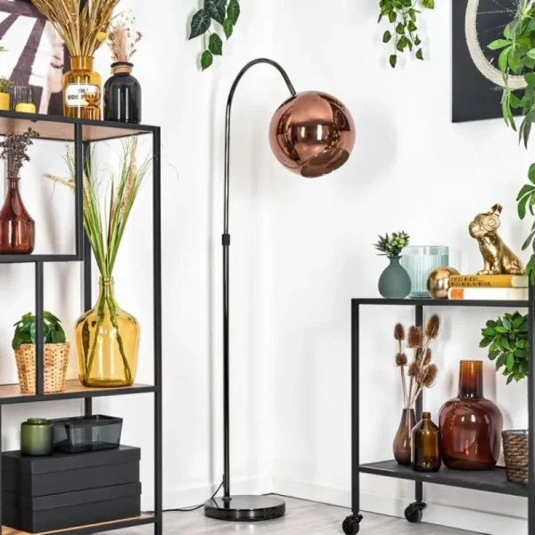 hofstein Koyoto Lampadaire Chrome, Noir, 1 lumière* Lampes En Verre