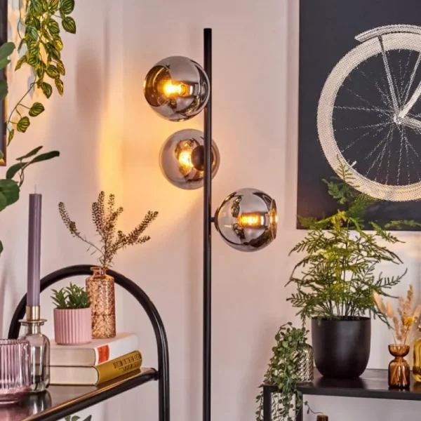 hofstein Koyoto Lampadaire Chrome, Fumé, 3 lumières* Lampes Modernes