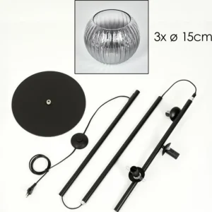 hofstein Koyoto Lampadaire Clair, Fumé, 3 lumières* Lampes Modernes