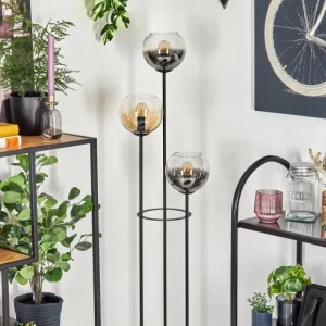 hofstein Koyoto Lampadaire Noir, 3 lumières* Lampes En Verre