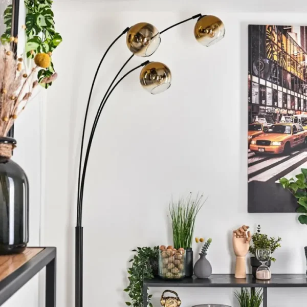 hofstein Koyoto Lampadaire Noir, 3 lumières* Lampes En Verre