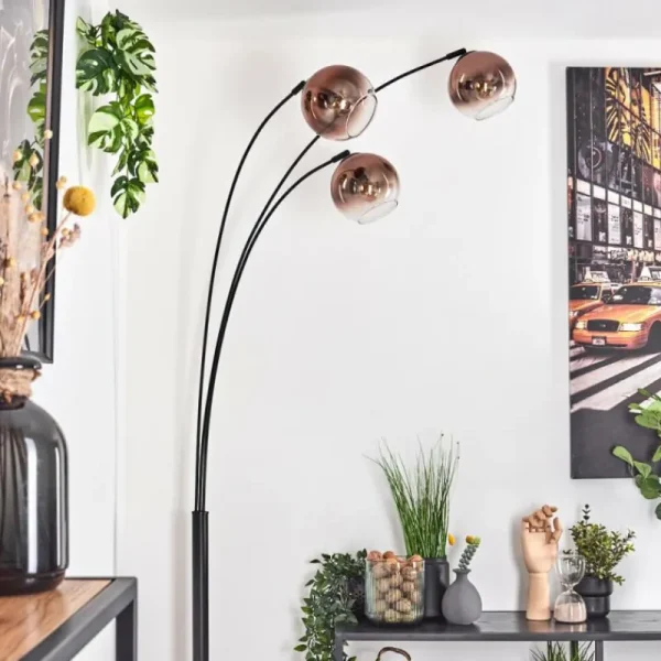 hofstein Koyoto Lampadaire Noir, 3 lumières* Lampes En Verre