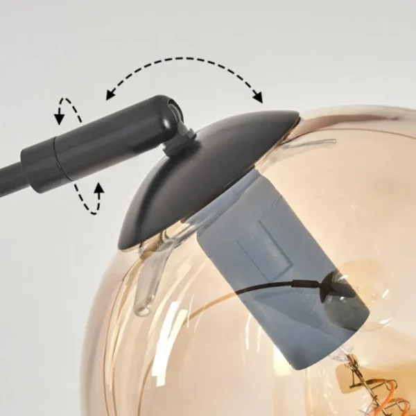 hofstein Koyoto Lampadaire Noir, 3 lumières* Lampes En Verre