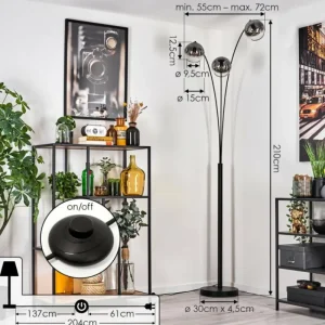 hofstein Koyoto Lampadaire Noir, 3 lumières* Lampes Modernes