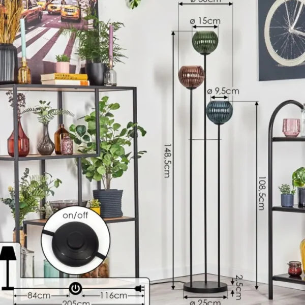 hofstein Koyoto Lampadaire Noir, 3 lumières* Lampes Modernes