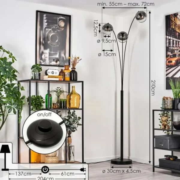 hofstein Koyoto Lampadaire Noir, 3 lumières* Lampes Modernes