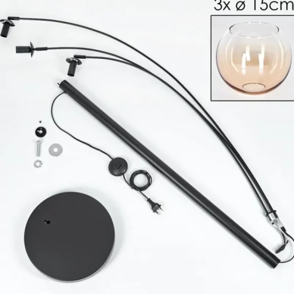 hofstein Koyoto Lampadaire Noir, 3 lumières* Lampes En Verre