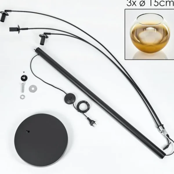 hofstein Koyoto Lampadaire Noir, 3 lumières* Lampes En Verre