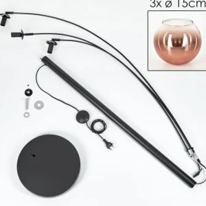 hofstein Koyoto Lampadaire Noir, 3 lumières* Lampes En Verre