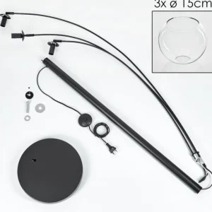hofstein Koyoto Lampadaire Noir, 3 lumières* Lampes En Verre