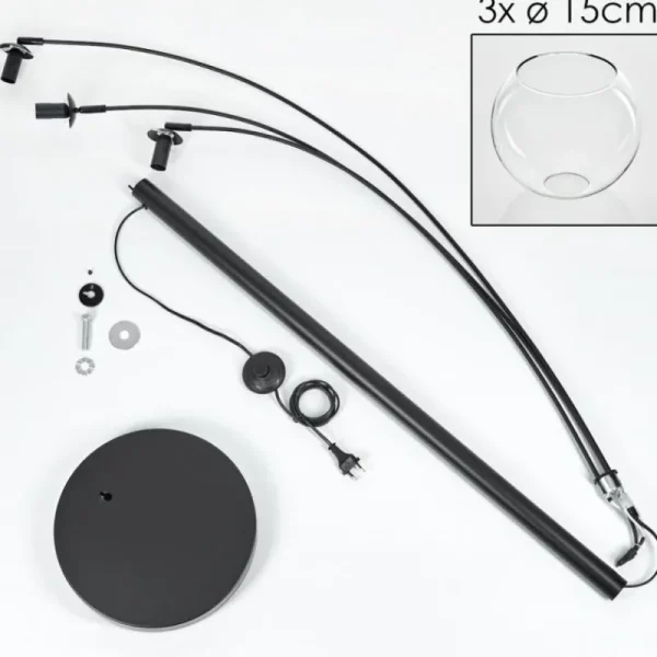 hofstein Koyoto Lampadaire Noir, 3 lumières* Lampes En Verre