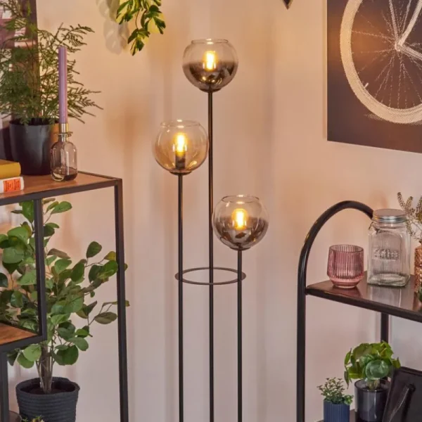 hofstein Koyoto Lampadaire Noir, 3 lumières* Lampes En Verre
