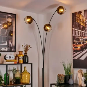 hofstein Koyoto Lampadaire Noir, 3 lumières* Lampes En Verre