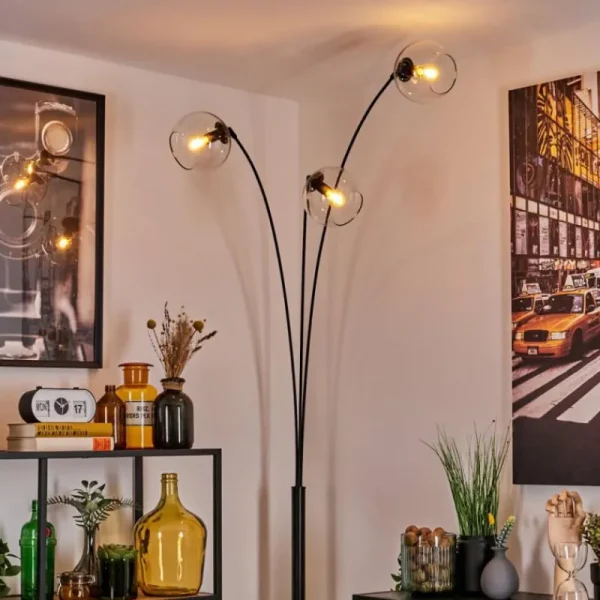 hofstein Koyoto Lampadaire Noir, 3 lumières* Lampes En Verre