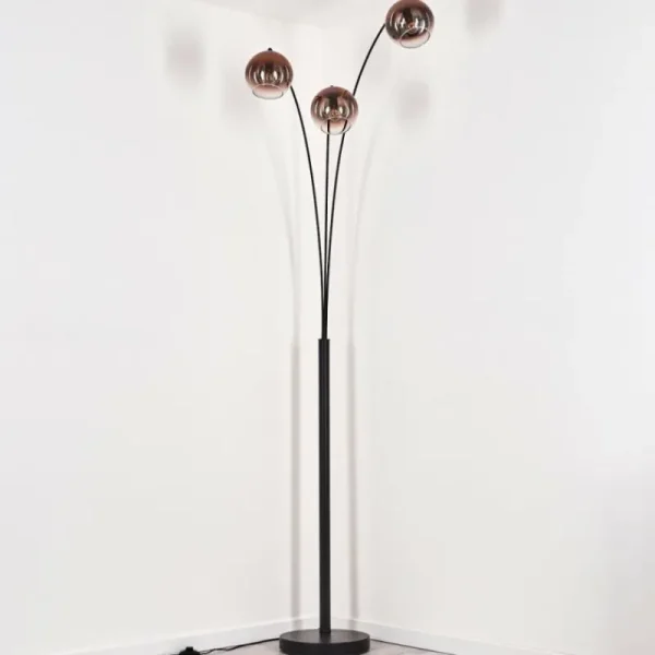 hofstein Koyoto Lampadaire Noir, 3 lumières* Lampes En Verre