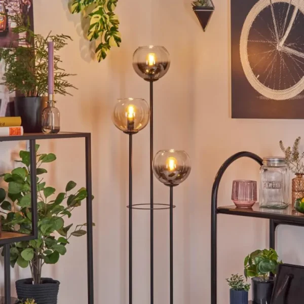 hofstein Koyoto Lampadaire Noir, 3 lumières* Lampes En Verre