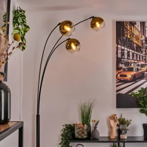 hofstein Koyoto Lampadaire Noir, 3 lumières* Lampes En Verre