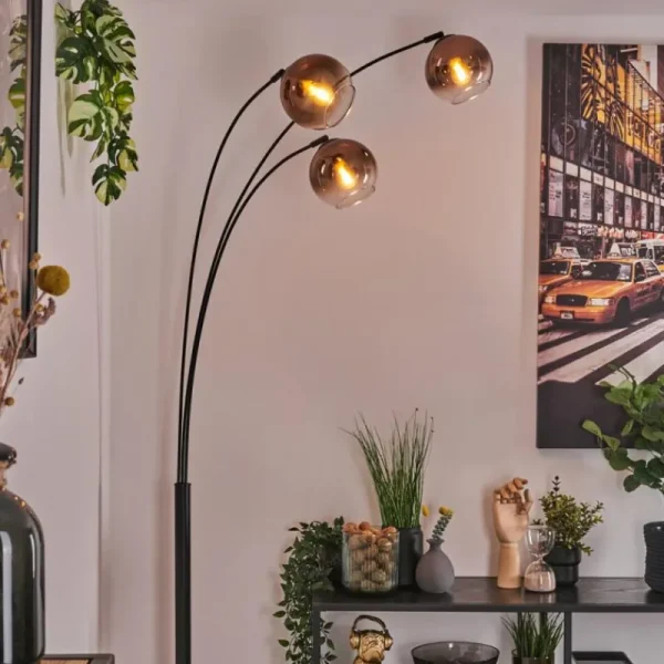 hofstein Koyoto Lampadaire Noir, 3 lumières* Lampes En Verre