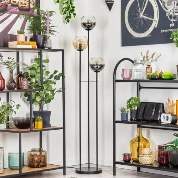 hofstein Koyoto Lampadaire Noir, 3 lumières* Lampes En Verre
